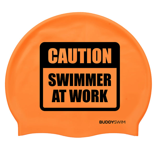 BuddySwim Schwimmboje 28l mit Cap CAUTION SWIMMER AT WORK leuchtend orange