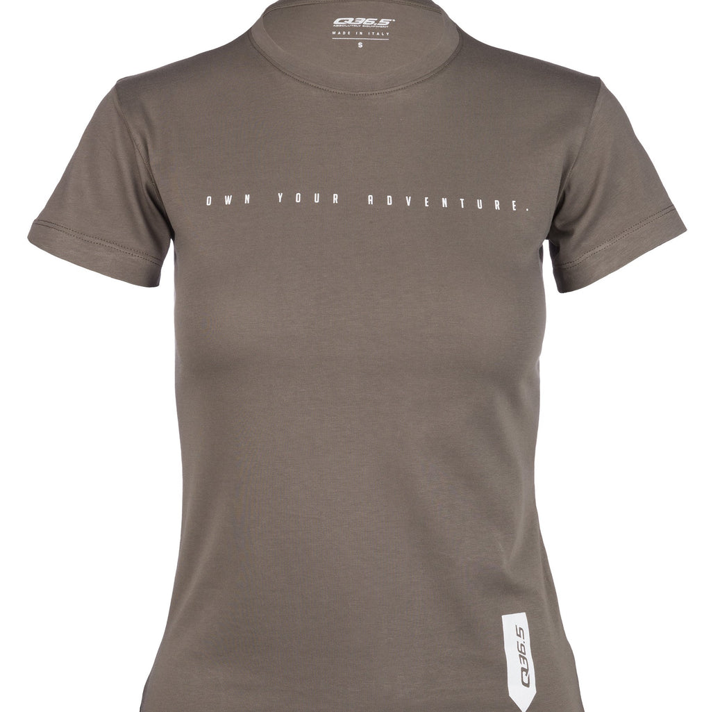 Q36.5 Frauen T-Shirt "Own your adventure", Einzelstück in XS und M, Olivgrün